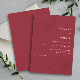 Invitación Boda de Monograma de caligrafía elegante minimalis