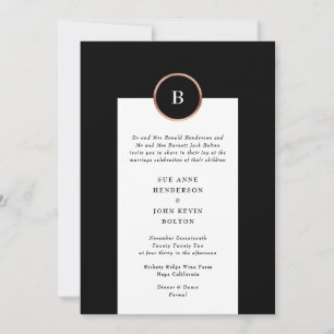 Invitación Boda de Monograma de Círculo de Relieve metalizado