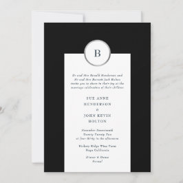 Invitación Boda de monograma de círculo negro y Relieve metal