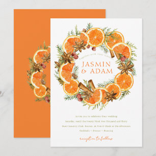 Invitación Boda de monograma de corona de cítricos naranja ac