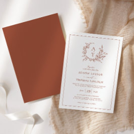 Invitación Boda de monograma de cresta de flor silvestre de t