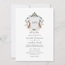 Boda de monograma de cresta de laurel de bosque ac