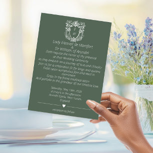 Invitación Boda de monograma de cresta verde salvia elegante 