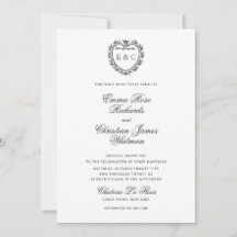 Boda de monograma de cresta vintage romántico