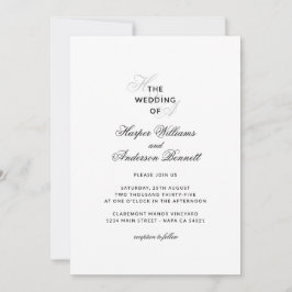 Invitación Boda de monograma de escritura elegante moderna