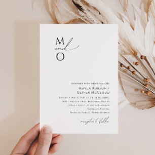 Invitación Boda de monograma de escritura Minimalista caprich