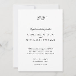 Invitación Boda de monograma de escritura Minimalista moderna