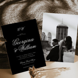 Invitación Boda de monograma de escritura Minimalista moderna