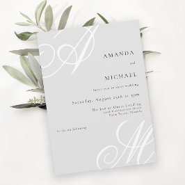 Invitación Boda de monograma de escritura simple y elegante