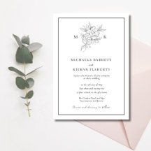 Boda de Monograma de Flor Botánica
