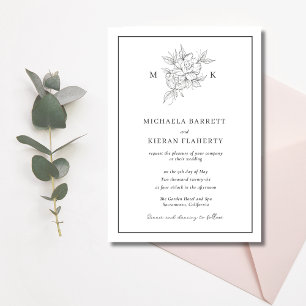 Invitación Boda de Monograma de Flor Botánica