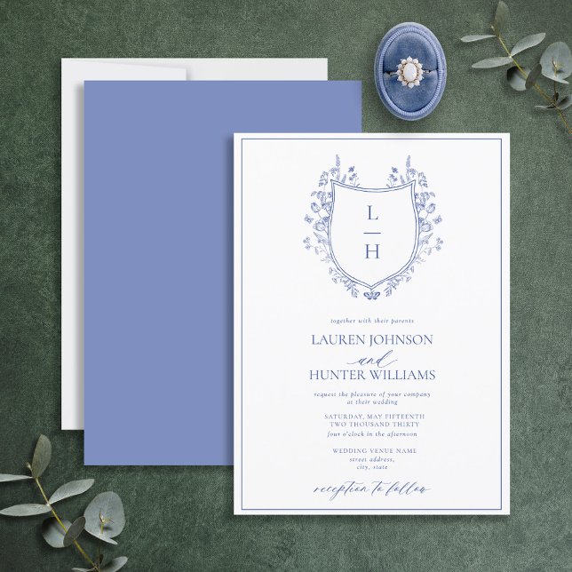 Invitación Boda de Monograma de Flor Silvestre Clásico (Subido por el creador)
