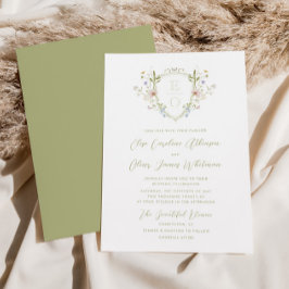 Invitación Boda de monograma de flor silvestre Pastel caprich