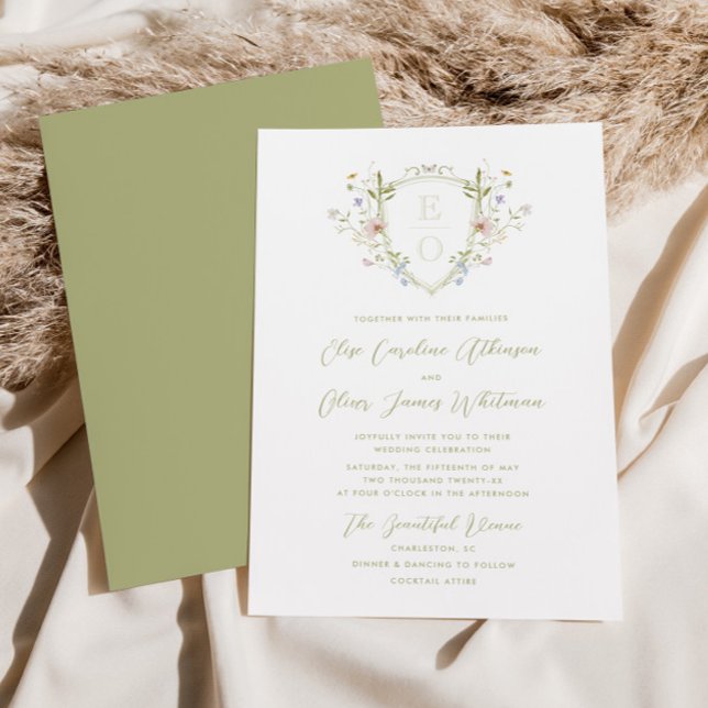Invitación Boda de monograma de flor silvestre Pastel caprich (Subido por el creador)