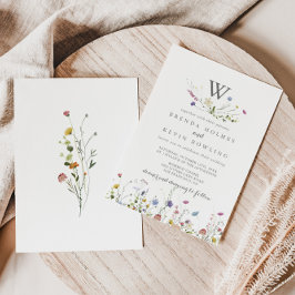 Invitación Boda de Monograma de Flores Silvestres de Dainty C