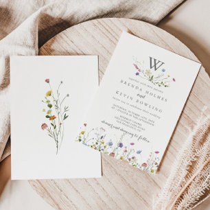 Invitación Boda de Monograma de Flores Silvestres de Dainty C