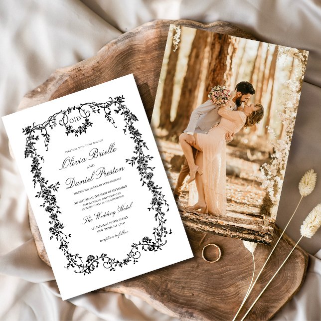 Invitación Boda de Monograma de Fotografía Negra en Victoria (Subido por el creador)