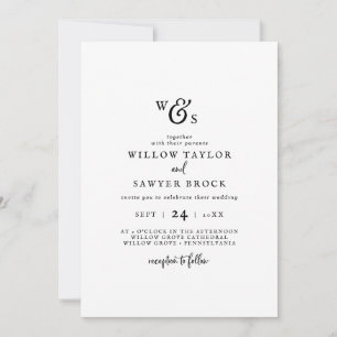 Invitación Boda de monograma de guión ruso