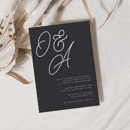 Invitación Boda de monograma de guiones sobredimensionados en