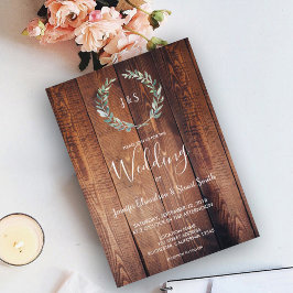 Invitación Boda de monograma de hojas de oliva de acuarela rú