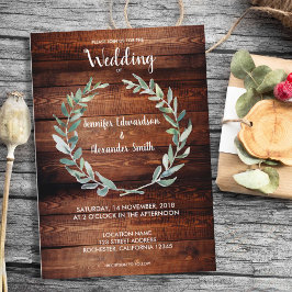 Invitación Boda de monograma de hojas de oliva de acuarela rú