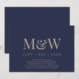 Invitación Boda de Monograma de la Marina Virtual Moderna