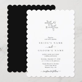 Invitación Boda de monograma de la playa de Starfish minimali
