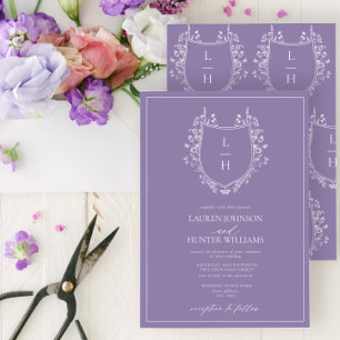 Invitación Boda de Monograma de Lavanda Clásica