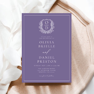 Invitación Boda de Monograma de Lavanda Clásica