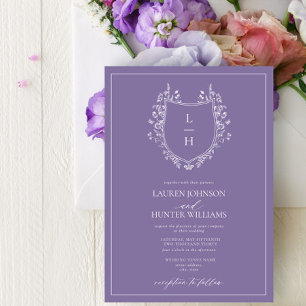 Invitación Boda de Monograma de Lavanda Clásica