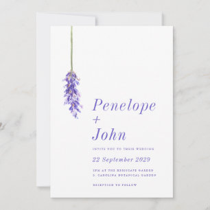 Invitación Boda de Monograma de Lavanda con Acuarela Minimali