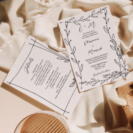 Invitación Boda de monograma de marco de Laurel de mano