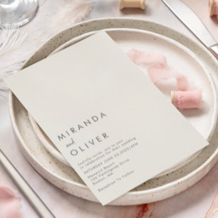 Invitación Boda de Monograma de Marfil Moderno Simple