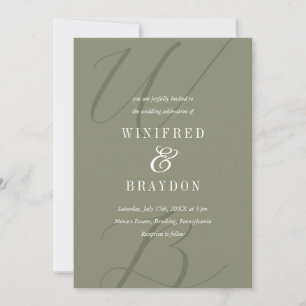 Invitación Boda de monograma de musgo elegante moderno