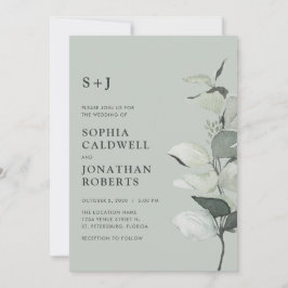 Invitación Boda de monograma de salvia de código QR actualiza