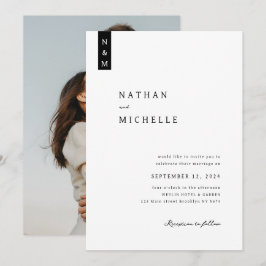 Invitación Boda de Monograma de Sencillo Guión Elegante