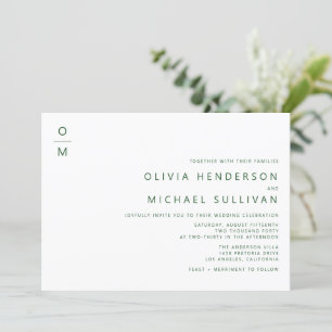 Invitación Boda de monograma de tipografía Minimalista esmera
