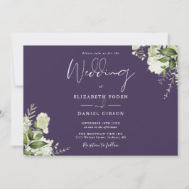 Invitación Boda de monograma de vegetación botánica púrpura