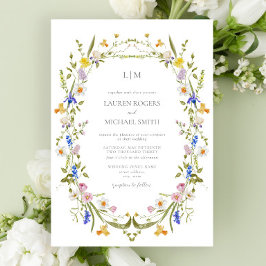 Invitación Boda de Monograma del Jardín de Vintage colorido