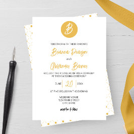 Invitación Boda de monograma dorado sólido