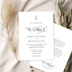 Invitación Boda de Monograma Elegante y Caligrafía Moderna