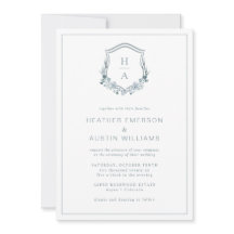 Boda de monograma floral azul