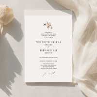Boda de monograma floral de color formal