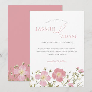 Invitación Boda de Monograma Floral de Flor Silvestre Románti