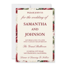 Boda de Monograma Floral de Marfil Burgundy Modern