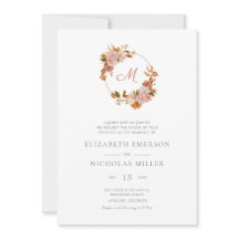 Boda de monograma floral en acuarela vintage