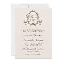 Boda de Monograma Floral Marrón Vintage con Escudo