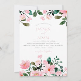 Invitación Boda de monograma floral rosa elegante