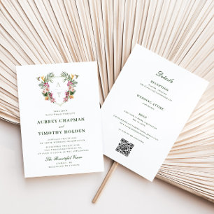 Invitación Boda de Monograma Floral Tropical