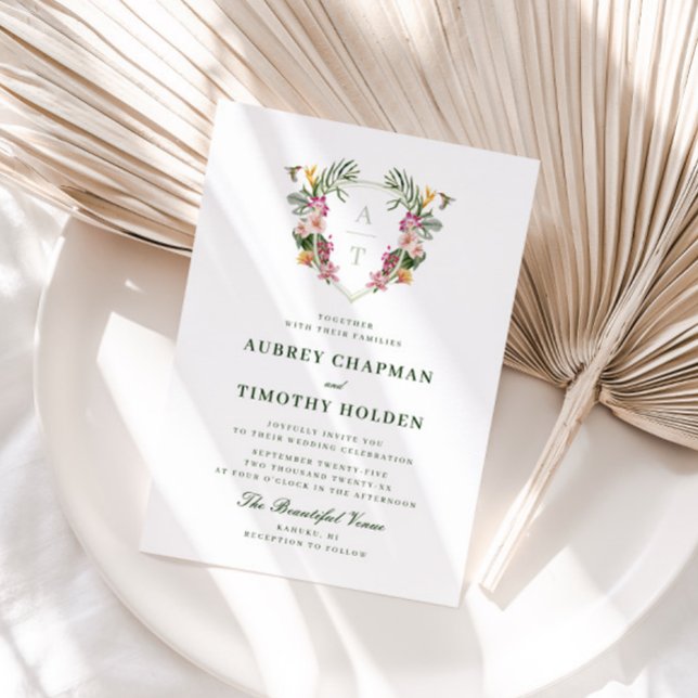 Invitación Boda de Monograma Floral Tropical (Subido por el creador)